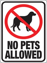 Hy-Ko 20616 Identification Sign, Rectangular, NO PETS ALLOWED, Black/Red Legend, White Background, Plastic